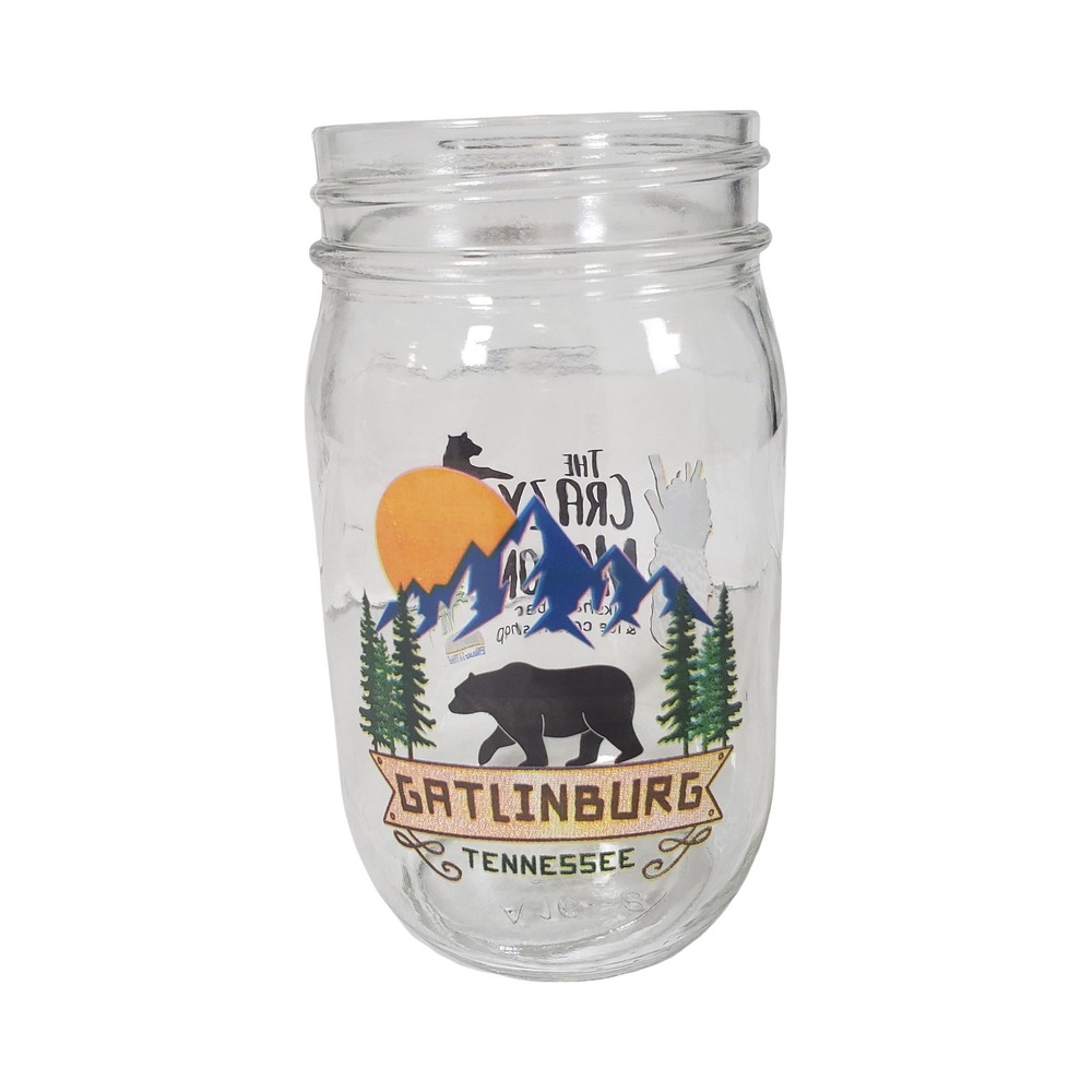 The Crazy Mason Milkshake Bar Gatlinburg Tennessee Bear Glass Jar 16oz Souvenir